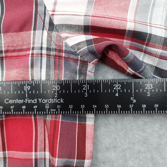 Red Ape Mens Red Plaid Collared Long Sleeve Button Up Shirt  Large - Picture 9 of 14
